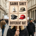 No Kings In America Protest Sign, Anti-Trump, Different Hats, Democracy Not Oligarchy Political Activist Poster Resist Fascism Rally Sign