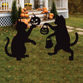 Halloween Cat Yard Signs, 2Pcs Black Cat Pumpkin Silhouette Stakes, Metal Halloween Garden Decoration, Outdoor Lawn Horror Party Decor