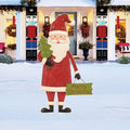 Santa Christmas Yard Sign, Merry Christmas Garden Stake with Tree, Outdoor Holiday Lawn Decorations, Metal Santa Cutout for Patio Décor