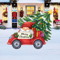 Christmas Gnome Red Truck Yard Sign, Holiday Outdoor Lawn Stake with Tree & Gift Boxes, Merry Christmas Welcome Yard Decorations with Stakes
