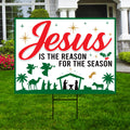 Jesus Is The Reason for The Season Sign Christmas Yard Sign - Nativity Decor for Church Home Business Stores Yard Sign with Metal H-Stake