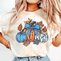 Floral Fall Pumpkin Shirt, Boho Autumn Flowers Shirt, Preppy Pumpkin Coquette Tee