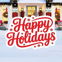 Happy Holidays Santa Yard Sign, Outdoor Christmas Lawn Decorations with Stakes, Classic Holiday Garden Welcome Sign for Home & Patio Décor