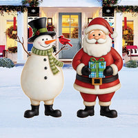 Christmas Garden Stakes, Snowman & Santa Claus Yard Signs, Outdoor Holiday Lawn Decorations, Xmas Home Décor for Pathway, Patio, New Year