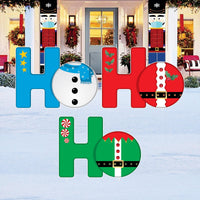 Ho Ho Ho Christmas Yard Signs, Outdoor Holiday Lawn Decorations with Stakes, Festive Santa Elf Snowman Garden Décor for Pathway Patio