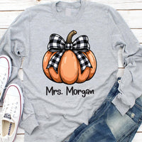 Teacher Halloween Shirt, Custom Halloween Teacher Shirt, Coquette Pumpkin Tee
