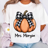 Teacher Halloween Shirt, Custom Halloween Teacher Shirt, Coquette Pumpkin Tee