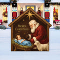 Santa Nativity Yard Sign, Religious Christmas Lawn Decoration with Stakes, Outdoor Garden Holiday Décor Kneeling Santa Nativity Scene