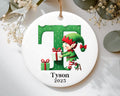 Elf Name Ornament, Custom Letter Christmas Ornament, Personalized Kids Ornament 2025, Letter Name Ceramic Ornament, Holiday Keepsake Gift