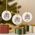 Personalized Pink Highland Cow Ornament, Watercolor Christmas Ornament for Kids, Custom Name & Year Ceramic Ornament, Holiday Gift Keepsake