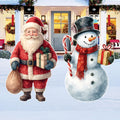 Christmas Yard Signs, Santa Claus and Snowman Lawn Decorations with Stakes, Vintage Outdoor Holiday Décor for Garden Porch Pathway