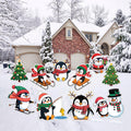 Penguin Christmas Yard Signs, Cute Outdoor Lawn Decorations with Stakes, Holiday Garden Penguin Cutouts for Xmas Party Pathway Walkway Décor
