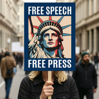 Free Speech Free Press Protect Democracy Protest Sign, Anti-Trump, Political Activist Rally Sign, Resist Racism, Resist Fascism Poster