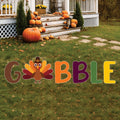 Thanksgiving Turkey Yard Signs, Outdoor Fall Harvest Lawn Decorations with Stakes, Gobble Turkey Garden Pathway Décor, Thanksgiving Display