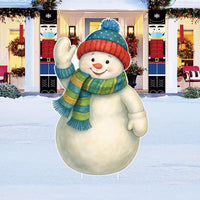 Christmas Snowman Yard Sign, Outdoor Holiday Lawn Decoration with Stakes, Winter Snowman Garden Décor for Patio Walkway Festive Home Display