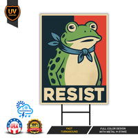 Portland Frog Anti-ICE Protest Yard Sign - Anti-Trump, No Kings In America, Protect Democracy, Resist Fascism Yard Sign with Metal H-Stake