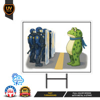 Portland Frog Anti-ICE Protest Yard Sign - Anti-Trump, No Kings In America, Protect Democracy, Resist Fascism Yard Sign with Metal H-Stake