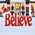 Christmas Believe Yard Sign, Outdoor Holiday Lawn Welcome Decoration with Stakes, Merry Xmas Porch Garden Party Décor for Winter Display