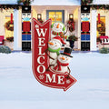 Christmas Welcome Yard Stake, Snowman Arrow Lawn Sign with Snowflakes, Outdoor Holiday Garden Porch Décor for Xmas Farmhouse or New Year
