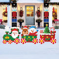 Christmas Train Yard Signs, Outdoor Santa Reindeer Snowman Lawn Decorations with Stakes, Xmas Holiday Garden Pathway Winter Party Décor