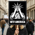 No Kings In America Protest Sign, Anti-Trump, WTF America, Democracy Not Oligarchy Political Activist Poster Resist Fascism Rally Sign