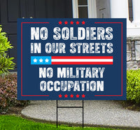 No Kings Protest Yard Sign - Democracy Not Oligarchy, No Soldiers In Our Streets, Anti-Trump, Resist Fascism Yard Sign with Metal H-Stake