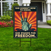 Democracy Has No Kings Yard Sign - No Kings In America Protest Sign, Anti-Trump, Resist Racism, Resist Fascism Yard Sign with Metal H-Stake
