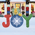 JOY Christmas Yard Signs, Outdoor Holiday Lawn Decorations with Stakes, Festive Joy Cutouts with Snowflake for Party or Home Décor