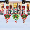 Candy Cane Christmas Yard Signs, Outdoor Holiday Lawn Stakes with Bows, Festive Xmas Garden Pathway Decoration for Lawn, Patio & Party Décor