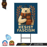Resist Fascism Christmas Protest Yard Sign - Anti-Trump, No Kings In America, Protect Democracy, Anti Fascist Yard Sign with Metal H-Stake