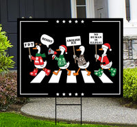 Resistance Silly Goose Christmas Protest Yard Sign, Anti-Trump, No Kings In America, Protect Democracy, Anti Fascist Sign with Metal H-Stake