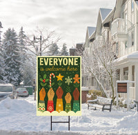 Everyone is Welcome Here Christmas Protest Yard Sign - Anti-Trump, No Kings In America, Pro Democracy, Anti Fascist Sign with Metal H-Stake