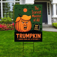 Trumpkin Halloween Protest Yard Sign - Anti-Trump, No Kings In America, Protect Democracy, Resist Fascist Yard Sign with Metal H-Stake