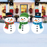 Christmas Snowman Yard Signs, Outdoor Holiday Lawn Decorations with Stakes, Winter Snowman Garden Decor for Xmas Pathway Patio Party Display