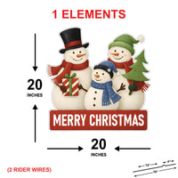 Snowman Family Christmas Yard Signs, Outdoor Holiday Lawn Decorations with Stakes, Merry Christmas Garden Stakes for Porch, Pathway & Patio