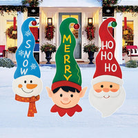 Christmas Yard Signs, Snowman Santa & Elf Metal Stakes, Outdoor Holiday Lawn Decorations for Garden, Pathway, Patio, New Year Home Décor