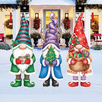 Christmas Gnome Yard Signs, Outdoor Holiday Lawn Decorations with Stakes, Santa Gnome Garden Decor for Pathway, Patio Xmas Eve Party Display