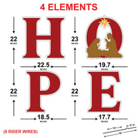 HOPE Christmas Yard Sign with Nativity Scene, Outdoor Religious Holiday Decoration with Stakes, Faith Lawn & Garden Décor for Home Display