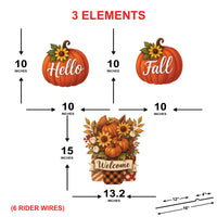Hello Fall Pumpkin Yard Signs, Outdoor Welcome Garden Stakes, Farmhouse Autumn Harvest Lawn Decorations for Thanksgiving Patio Walkway Décor