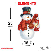 Christmas Snowman with Lantern Yard Sign, Outdoor Holiday Lawn Decoration with Stakes, Winter Garden Snowman Décor for Patio Pathway Display