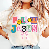 Follow Jesus Shirt, Coquette Jesus Shirt, Christian Tee, Preppy Jesus Shirt