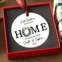 New Home Ornament, Wreath New House Christmas Ornament 2025, Personalized First Christmas in Our New Home Ornament, Closing Gift Keepsake