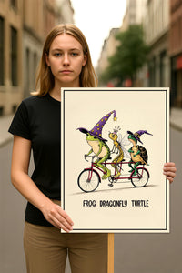 Frog Dragonfly Turtle Halloween Protest Sign, Anti-Trump, No Kings In America, Political Activist Poster, Resist Fascism Rally Sign