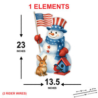Patriotic Snowman Yard Sign, American Flag Christmas Outdoor Decoration, Holiday Lawn Garden Stake Décor for Winter Home & Backyard Display