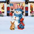 Patriotic Snowman Yard Sign, American Flag Christmas Outdoor Decoration, Holiday Lawn Garden Stake Décor for Winter Home & Backyard Display