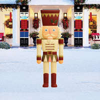 Christmas Nutcracker Yard Stake, Traditional Red White Gold Outdoor Lawn Sign, Holiday Garden Decoration for Walkway, Patio, Festive Home