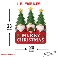 Merry Christmas Gnome Yard Sign, Outdoor Holiday Lawn Decoration with Stakes, Festive Garden Décor for Patio, Walkway, Winter Home Display