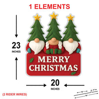 Merry Christmas Gnome Yard Sign, Outdoor Holiday Lawn Decoration with Stakes, Festive Garden Décor for Patio, Porch, Winter Home Display
