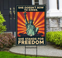 Democracy Has No Kings Yard Sign - No Kings In America Protest Sign, Anti-Trump, Resist Racism, Resist Fascism Yard Sign with Metal H-Stake