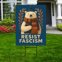 Resist Fascism Christmas Protest Yard Sign - Anti-Trump, No Kings In America, Protect Democracy, Anti Fascist Yard Sign with Metal H-Stake